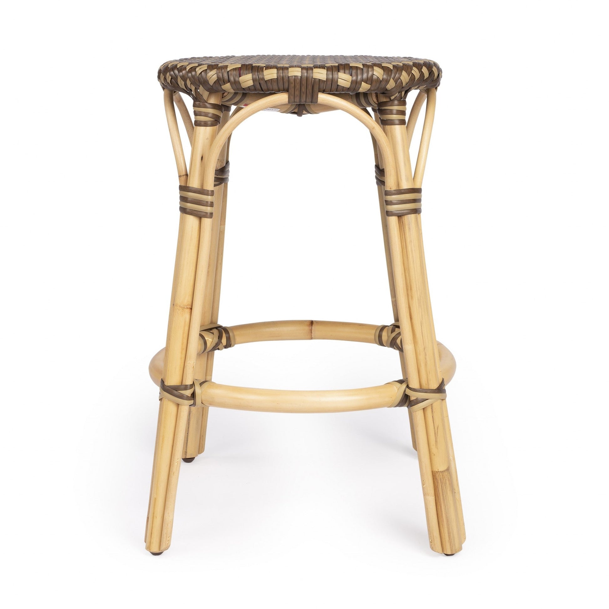 HomeRoots Light And Dark Brown Rattan Counter Stool