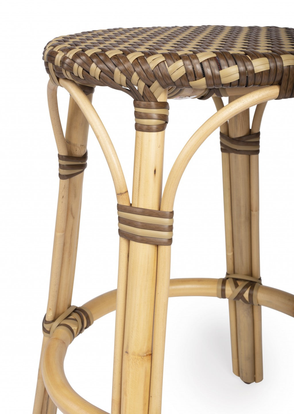 HomeRoots Light And Dark Brown Rattan Counter Stool