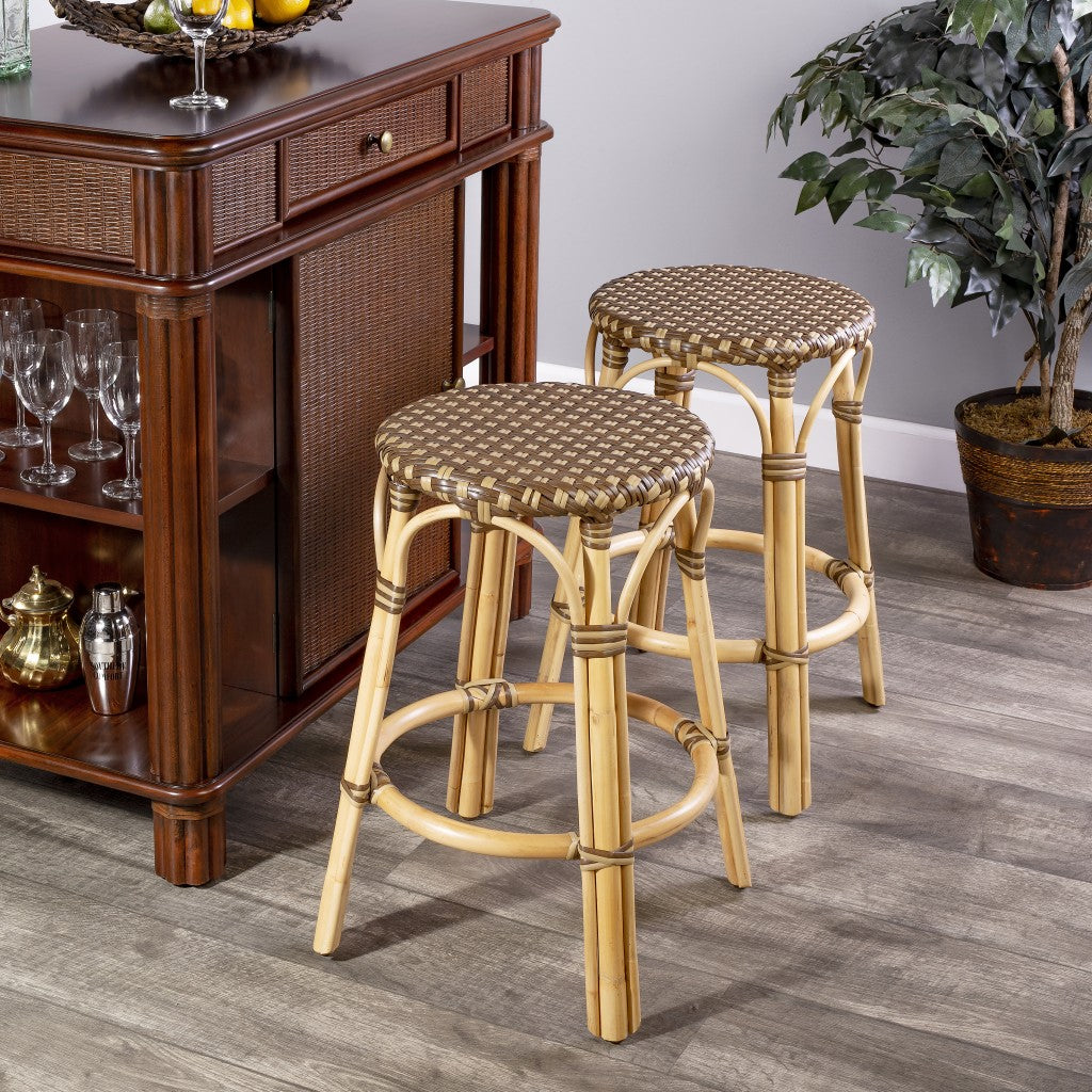 HomeRoots Light And Dark Brown Rattan Counter Stool