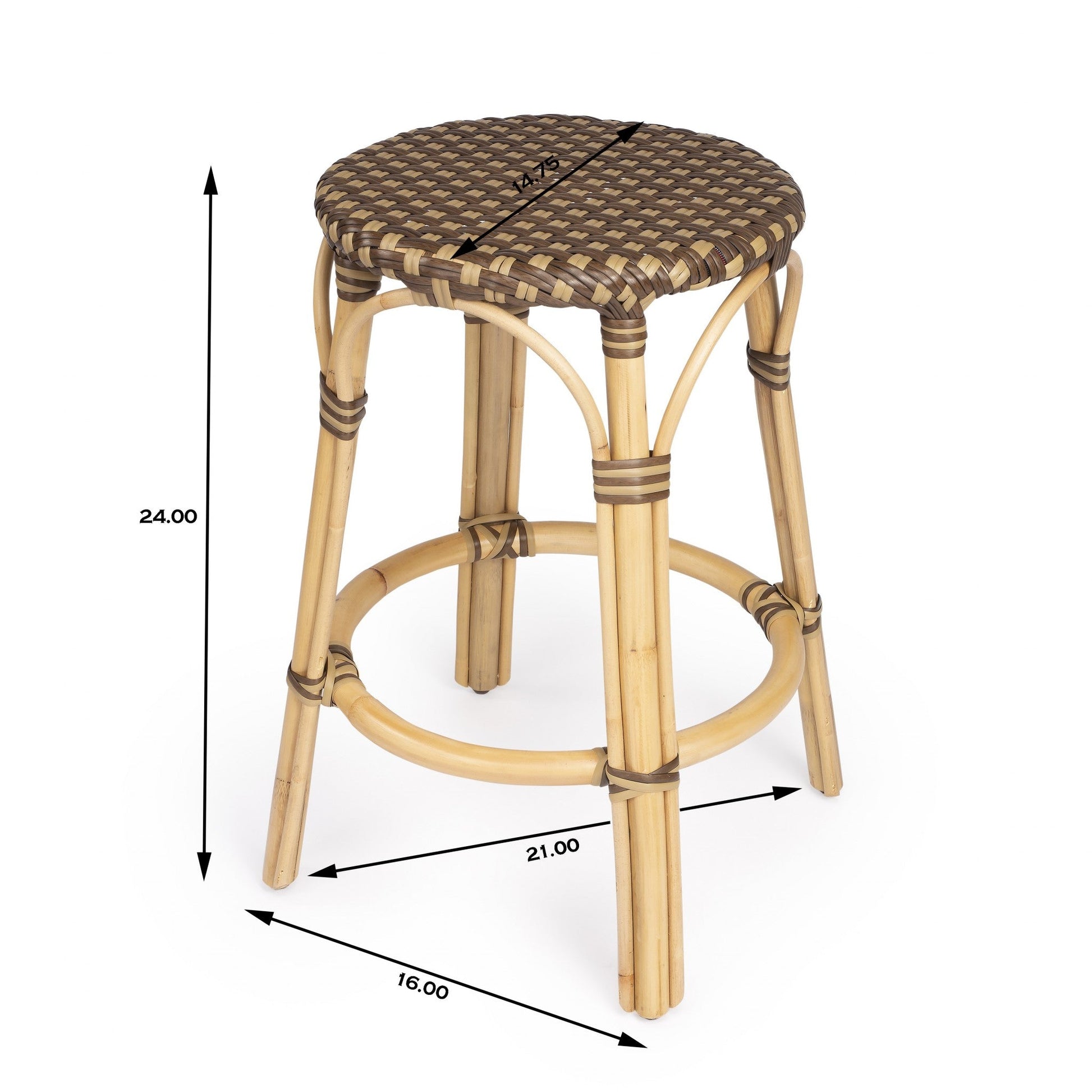 HomeRoots Light And Dark Brown Rattan Counter Stool