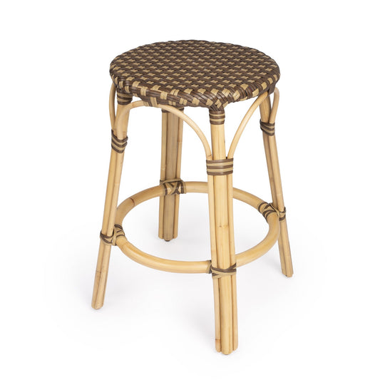 HomeRoots Light And Dark Brown Rattan Counter Stool