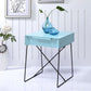 HomeRoots Light Blue Modern Metal End Table with Drawer