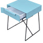 HomeRoots Light Blue Modern Metal End Table with Drawer