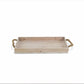 HomeRoots Light Gray Wooden Tray With Rope Handles