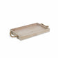 HomeRoots Light Gray Wooden Tray With Rope Handles
