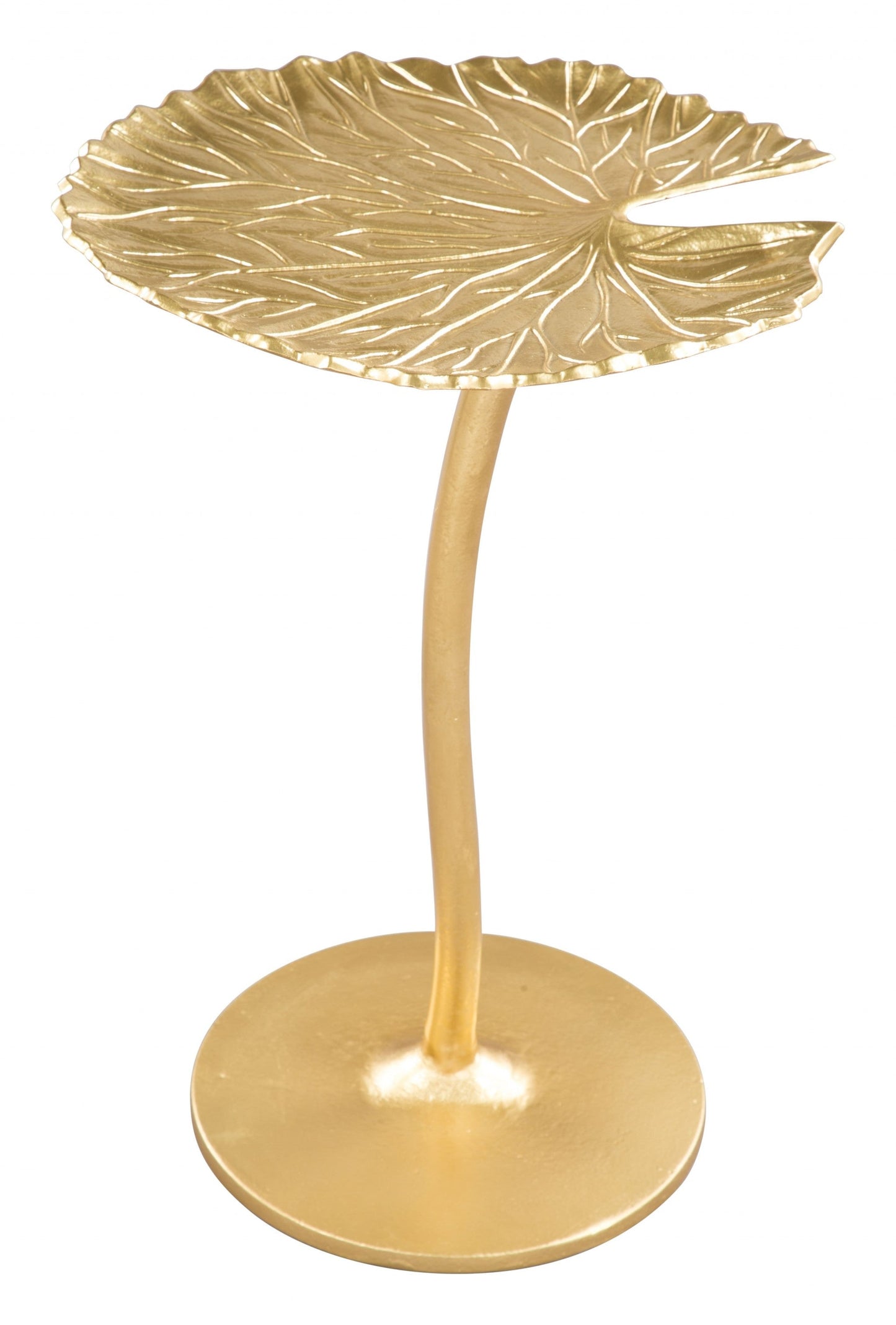 HomeRoots Lilypad Side Table in Gold Finish