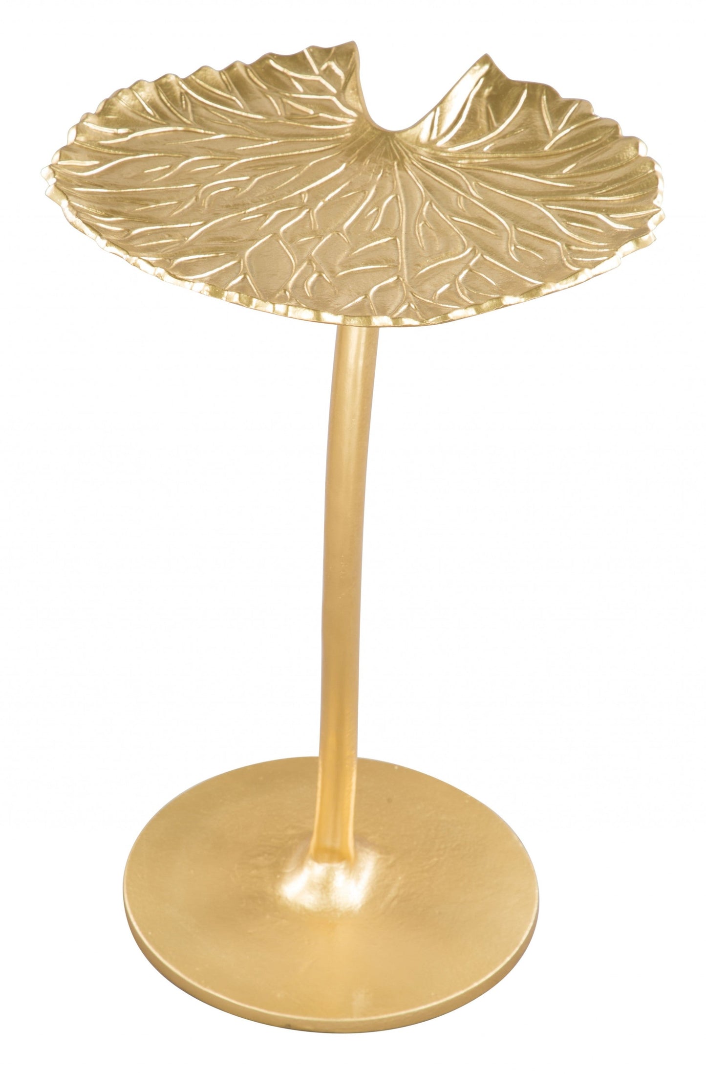 HomeRoots Lilypad Side Table in Gold Finish