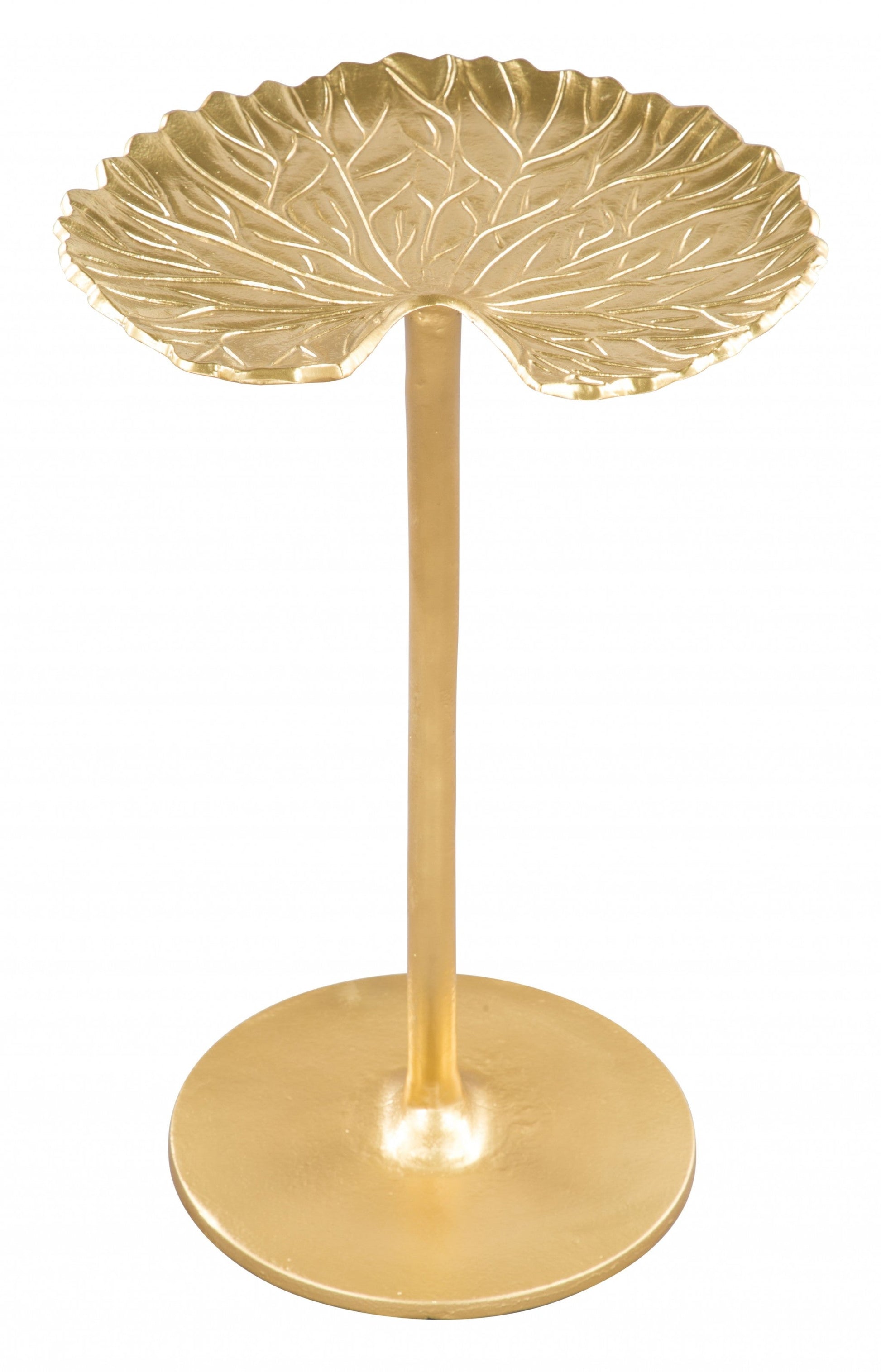 HomeRoots Lilypad Side Table in Gold Finish