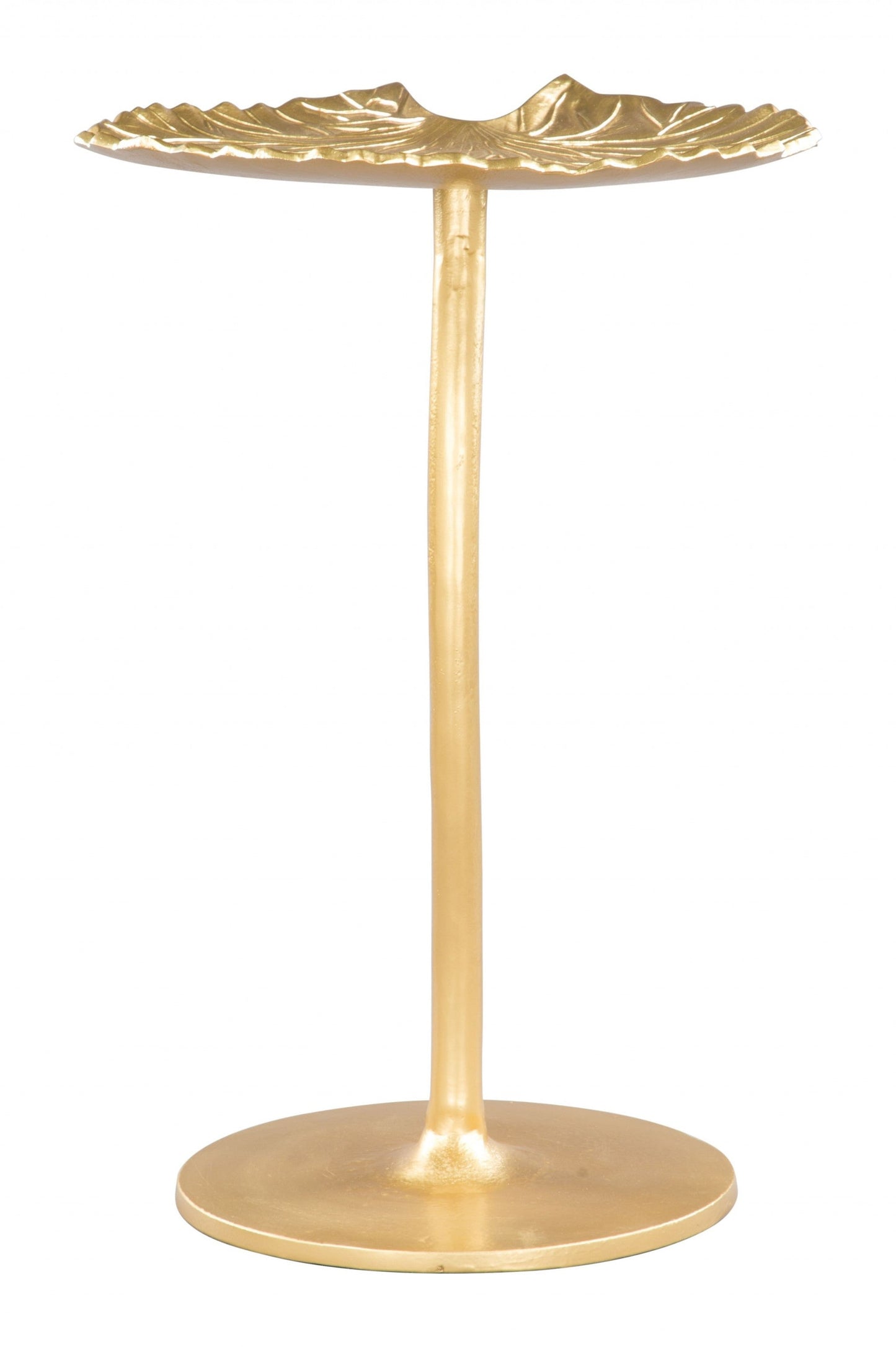 HomeRoots Lilypad Side Table in Gold Finish