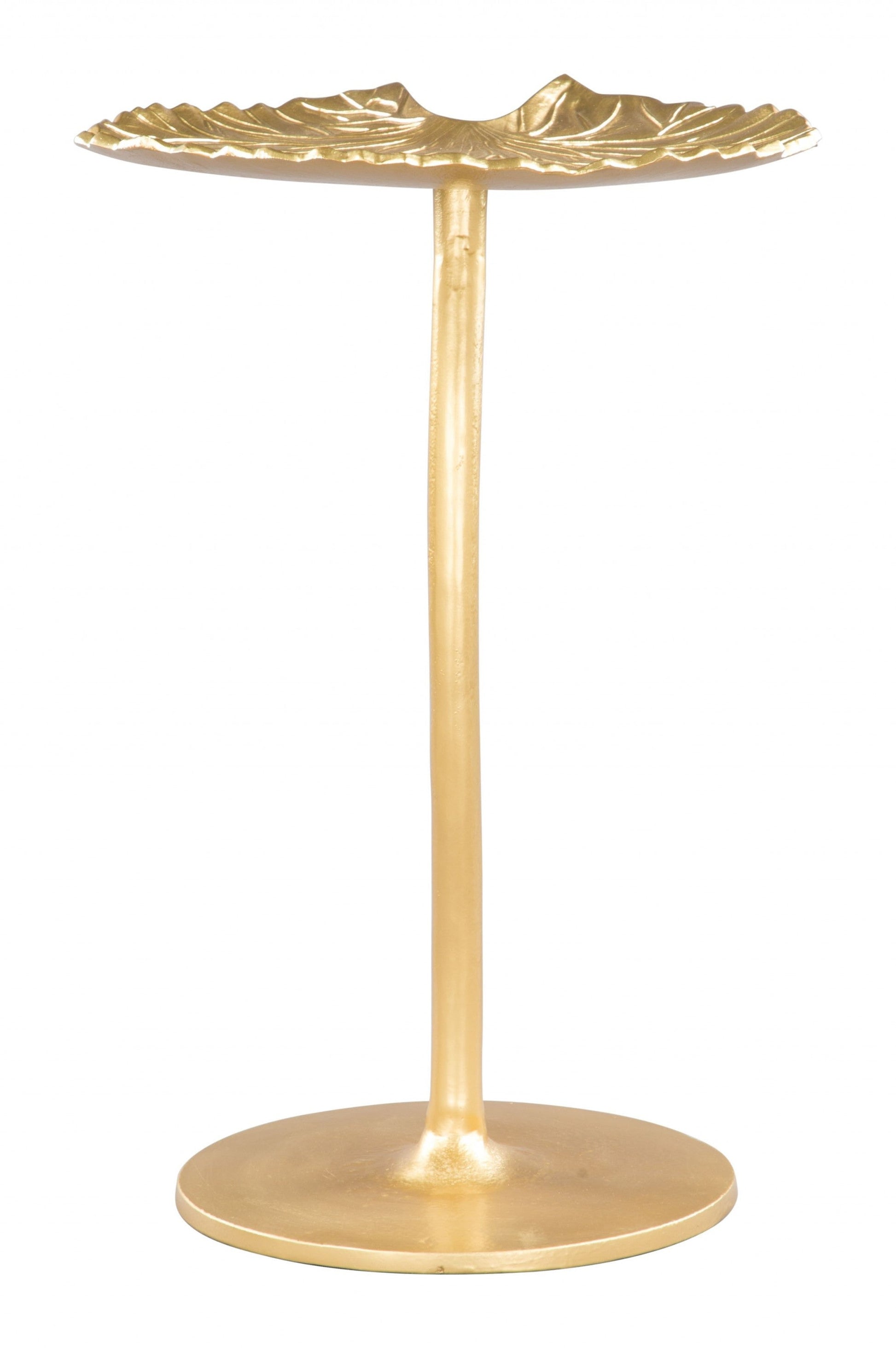 HomeRoots Lilypad Side Table in Gold Finish