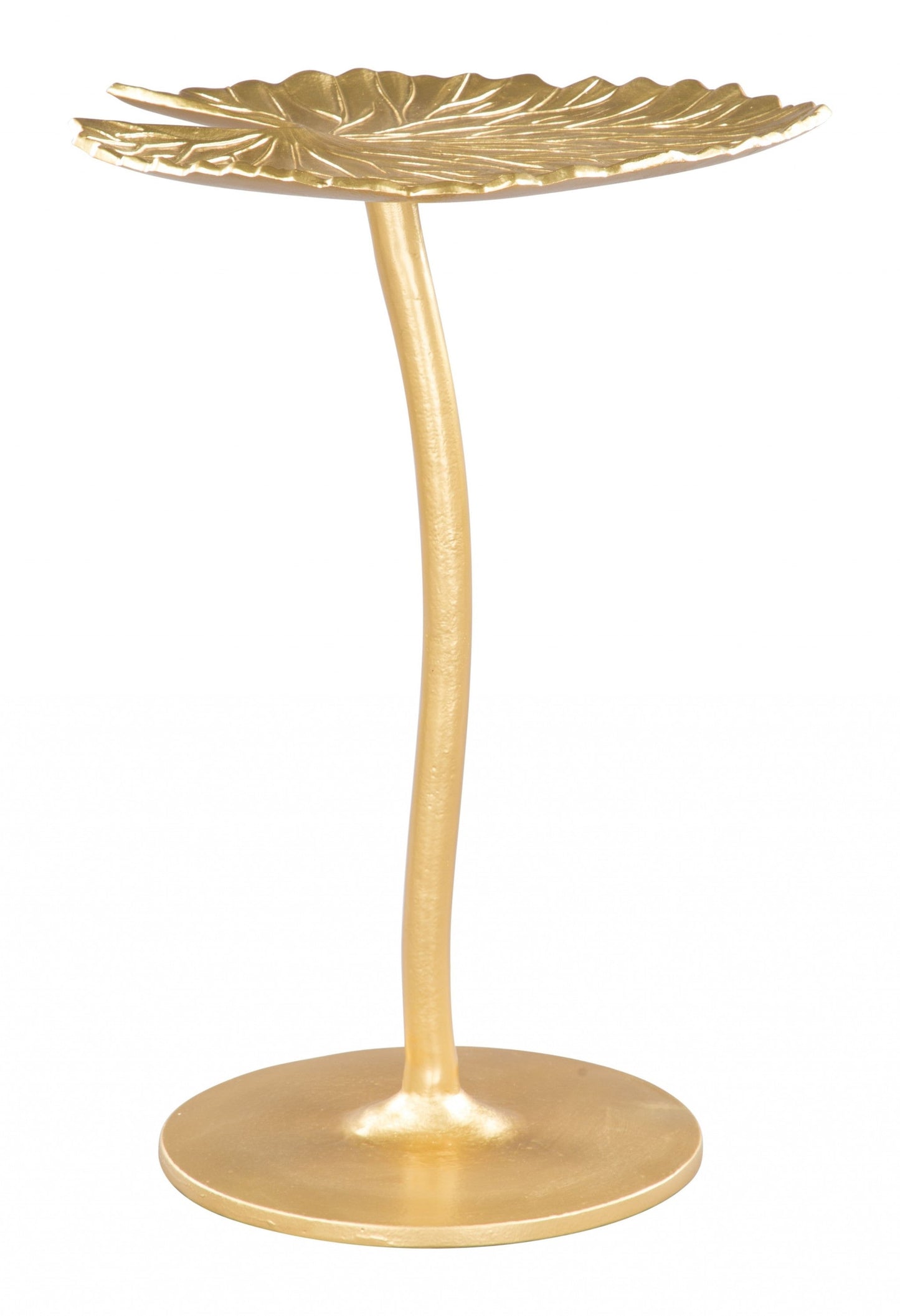 HomeRoots Lilypad Side Table in Gold Finish