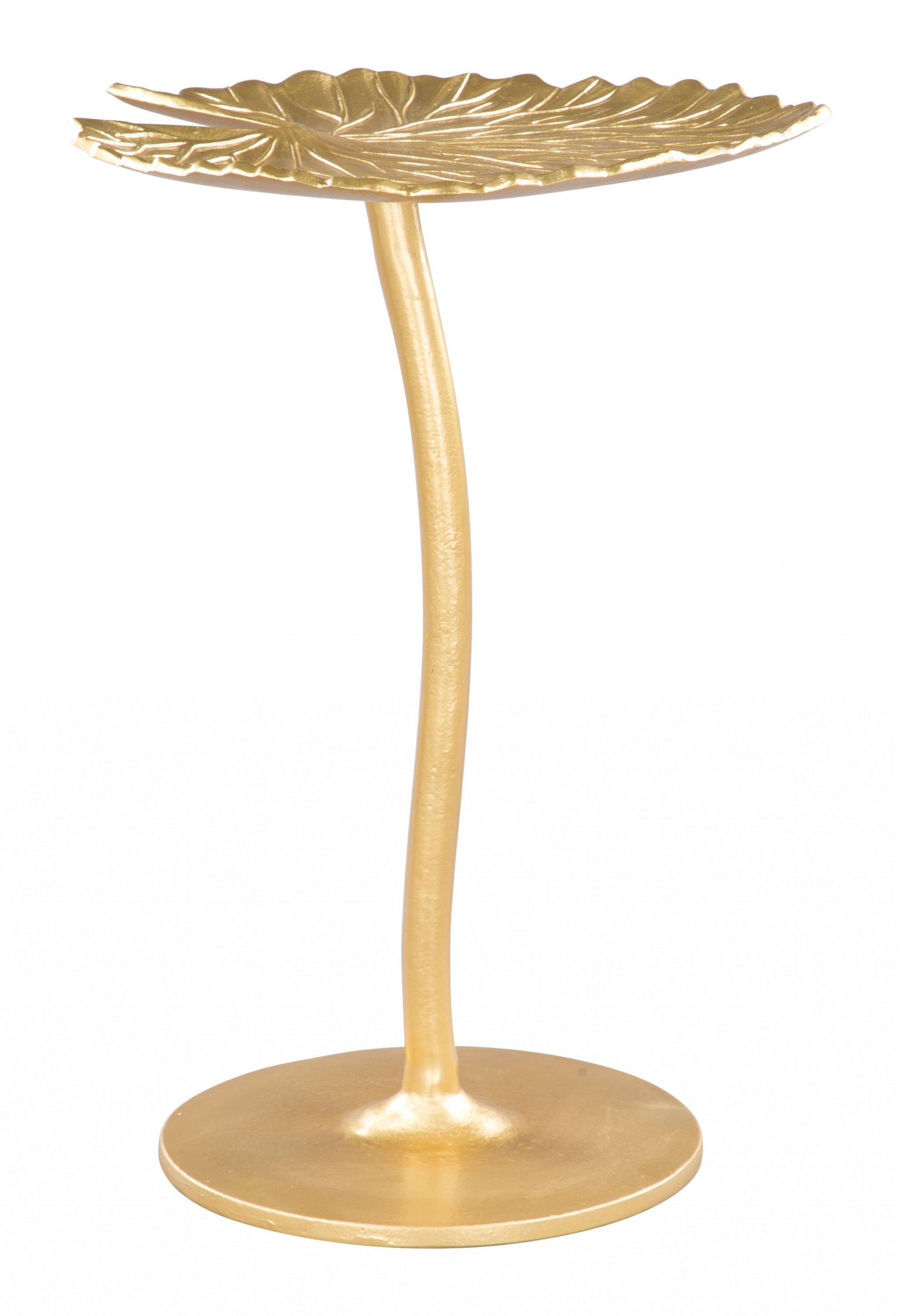 HomeRoots Lilypad Side Table in Gold Finish