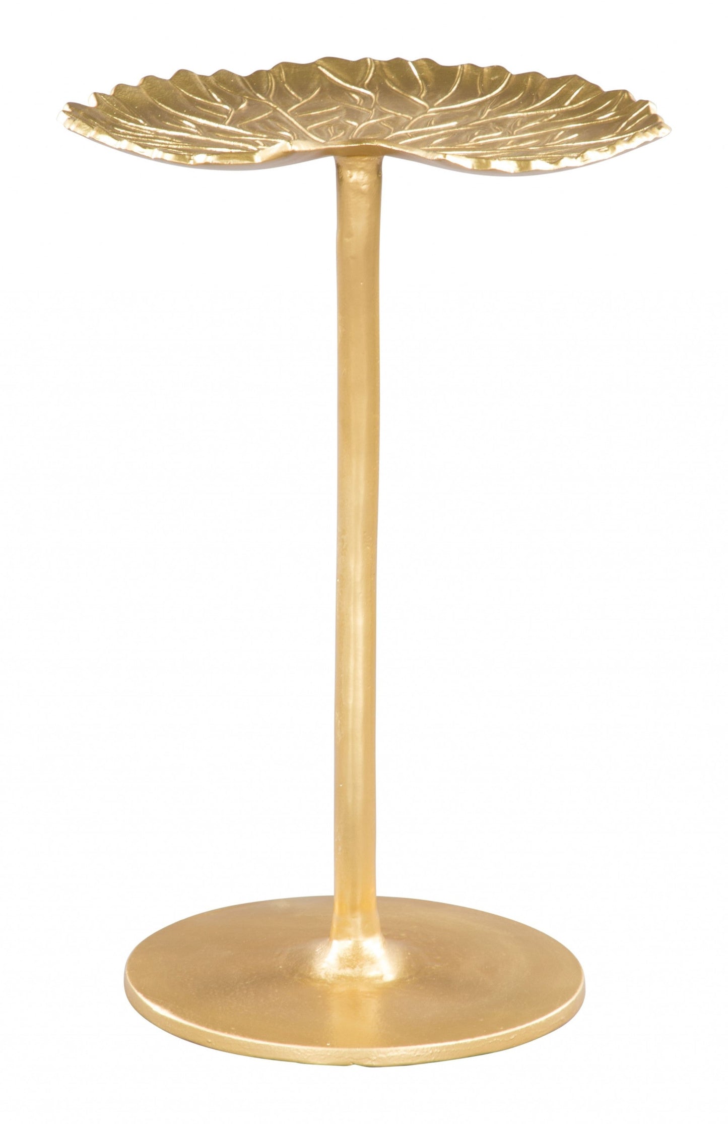 HomeRoots Lilypad Side Table in Gold Finish