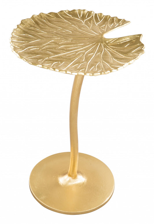 HomeRoots Lilypad Side Table in Gold Finish