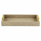 HomeRoots Linen And Wooden Tray in Beige Finish