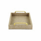 HomeRoots Linen And Wooden Tray in Beige Finish