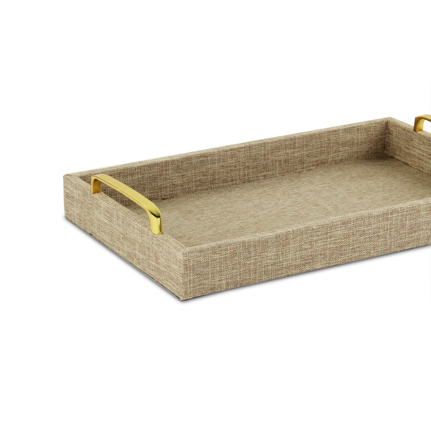 HomeRoots Linen And Wooden Tray in Beige Finish