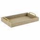 HomeRoots Linen And Wooden Tray in Beige Finish