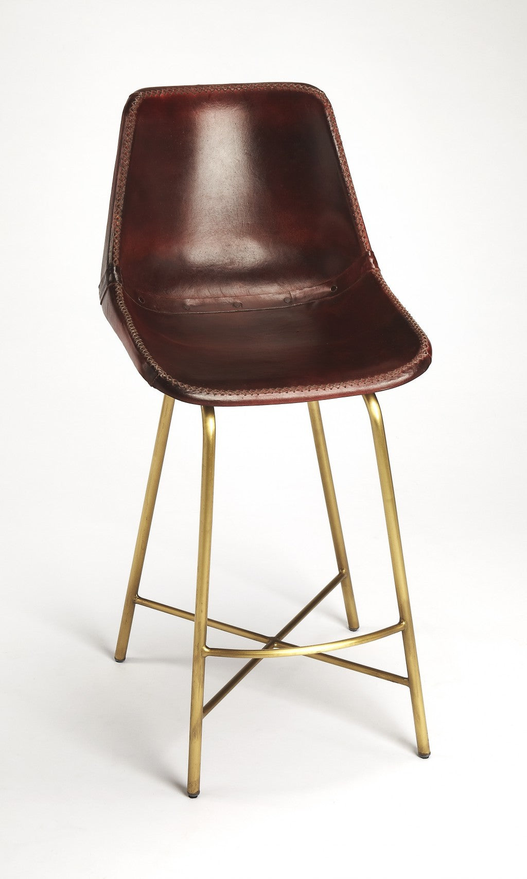 HomeRoots Loft Leather Bar Stool
