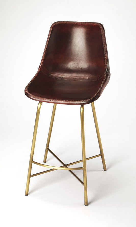 HomeRoots Loft Leather Bar Stool