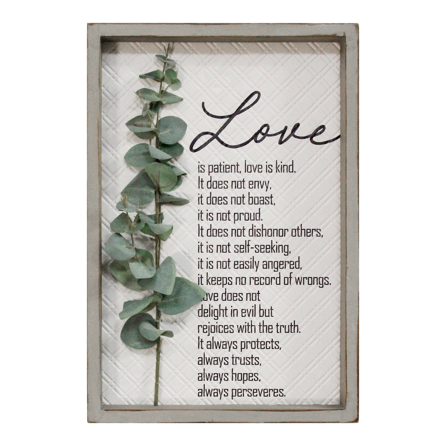 HomeRoots Love is Patient Metal & Wood Framed Wall Art