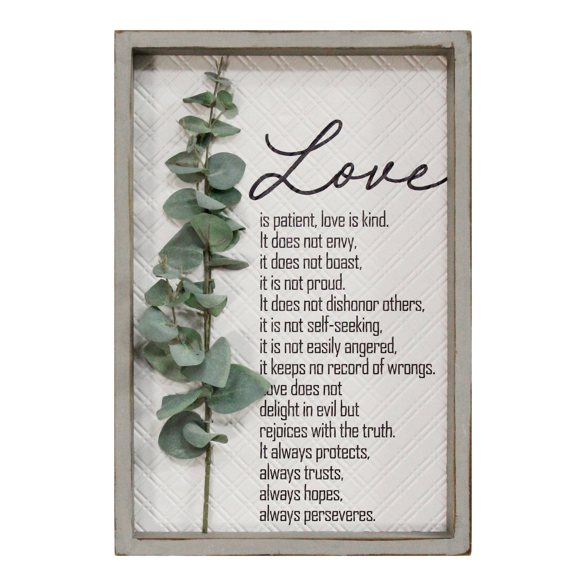 HomeRoots Love is Patient Metal & Wood Framed Wall Art