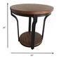 HomeRoots MDF and Metal End Table With 1 Shelf in Oak Black Finish