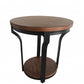 HomeRoots MDF and Metal End Table With 1 Shelf in Oak Black Finish