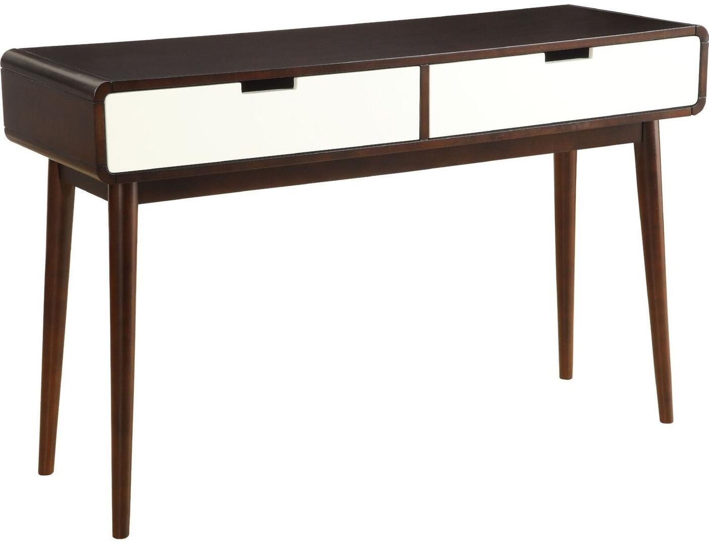 HomeRoots Mahogony and White Double Drawer Console Table