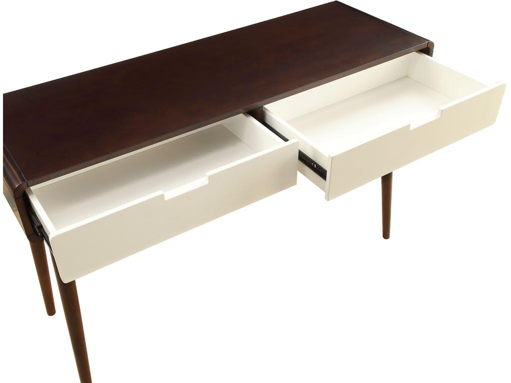 HomeRoots Mahogony and White Double Drawer Console Table