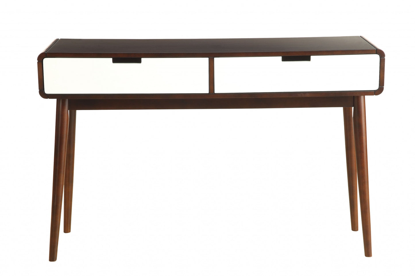HomeRoots Mahogony and White Double Drawer Console Table