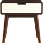 HomeRoots Mahogony and White USB Side Table with Drawer