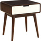 HomeRoots Mahogony and White USB Side Table with Drawer
