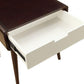 HomeRoots Mahogony and White USB Side Table with Drawer