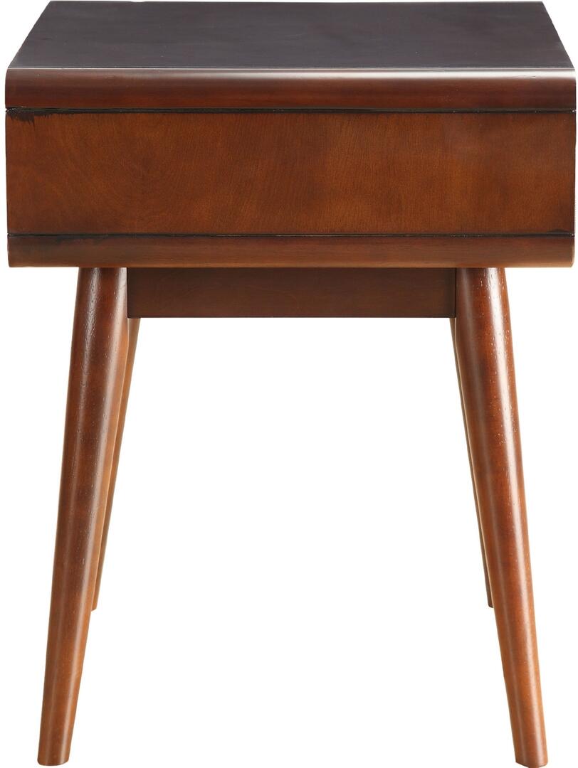 HomeRoots Mahogony and White USB Side Table with Drawer