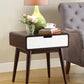 HomeRoots Mahogony and White USB Side Table with Drawer