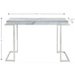 HomeRoots Marble Rectangular Console Table With Silver Finish