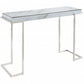HomeRoots Marble Rectangular Console Table With Silver Finish