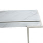 HomeRoots Marble Rectangular Console Table With Silver Finish