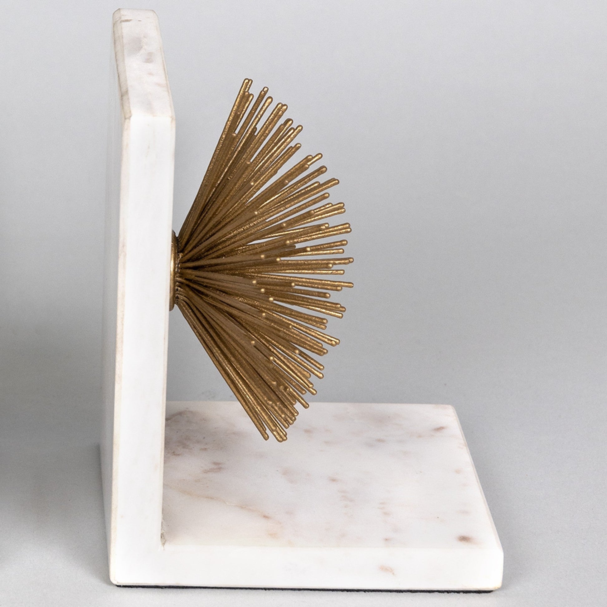 HomeRoots Marble and Gold Iron Burst Bookends