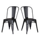 HomeRoots Matte Black Restaurant Metal Dining Chairs With Back, Set of 4