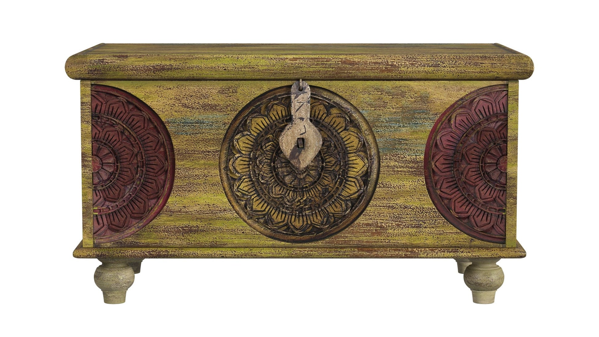 HomeRoots Mesa Carved Wooden Trunk Coffee Table