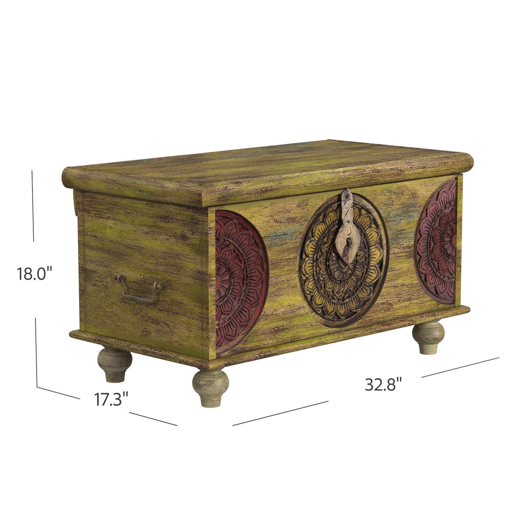 HomeRoots Mesa Carved Wooden Trunk Coffee Table
