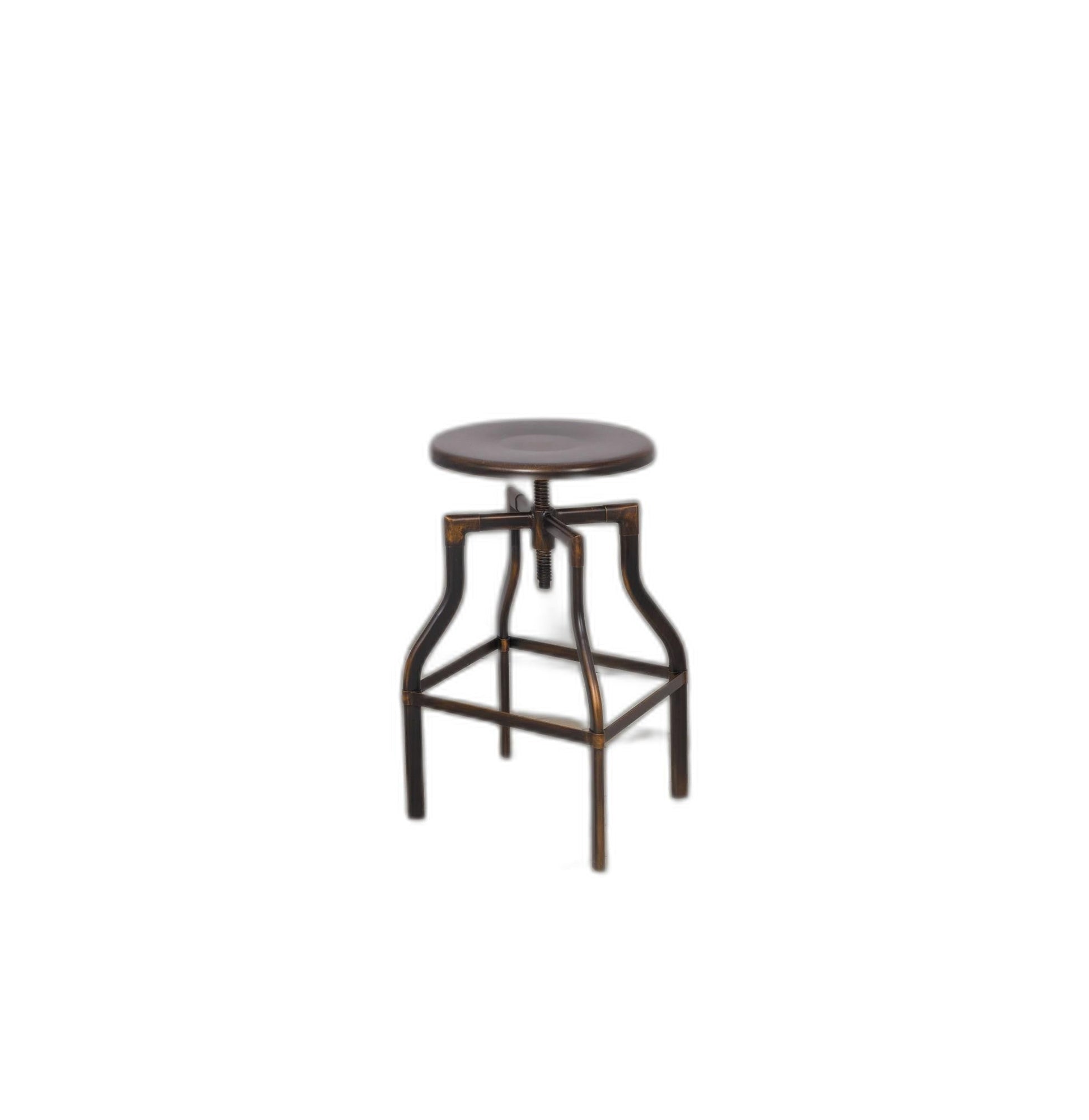 HomeRoots Metal Adjustable Stool in Antique Copper Finish