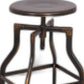 HomeRoots Metal Adjustable Stool in Antique Copper Finish