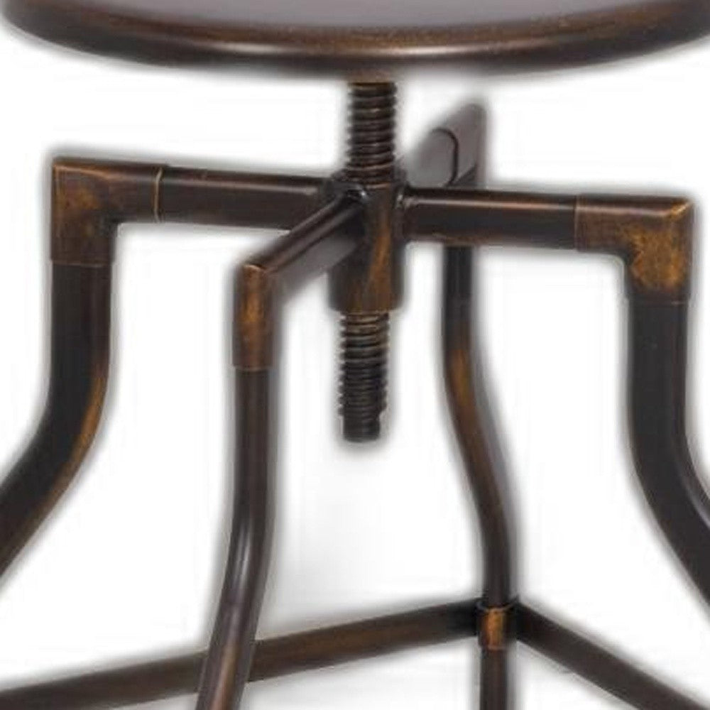 HomeRoots Metal Adjustable Stool in Antique Copper Finish