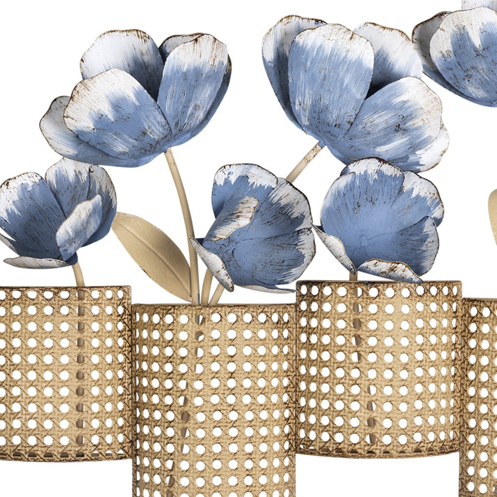 HomeRoots Metal Flower Pots Wall Decor