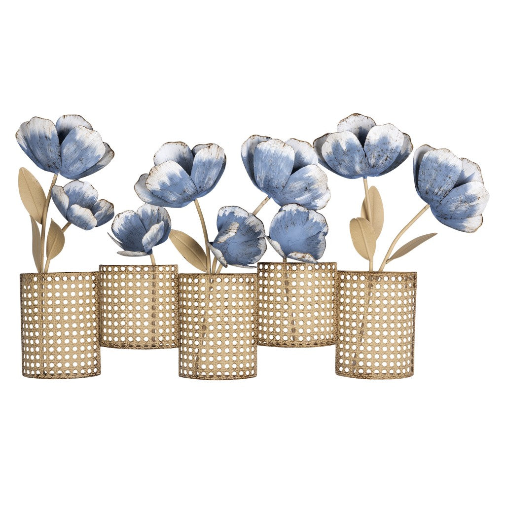 HomeRoots Metal Flower Pots Wall Decor