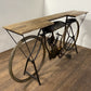 HomeRoots Metal Mango Wood Iconic Vintage Cycle Table With Antiqued Silver Finish
