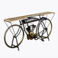 HomeRoots Metal Mango Wood Iconic Vintage Cycle Table With Antiqued Silver Finish